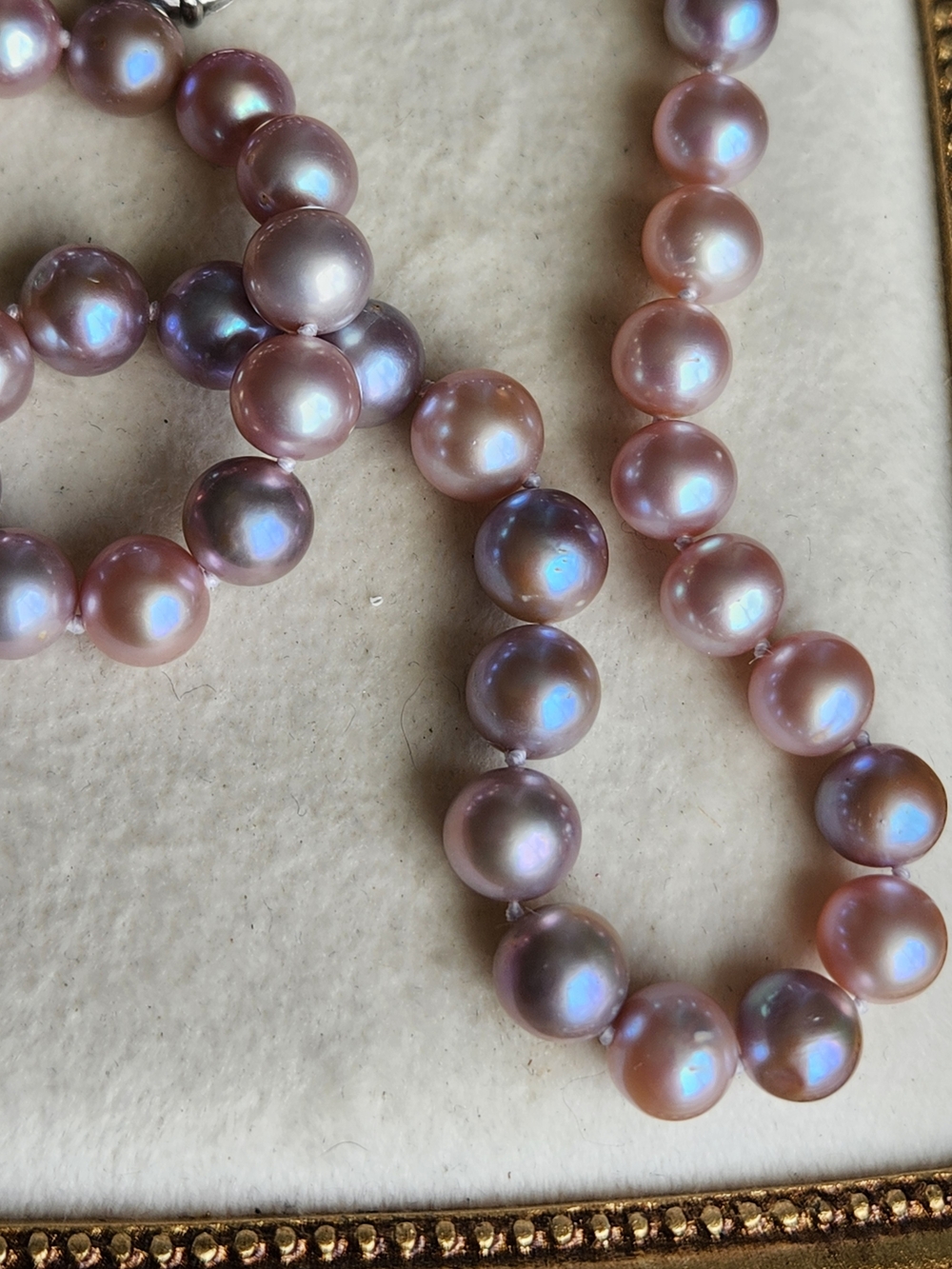 VTG Artisan Genuine Pink Pearl Necklace with Silver Clasp Hand Knotted - Picture 2 of 7